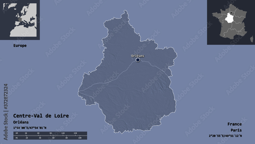 Centre-Val de Loire, region of France,. Previews. Administrative