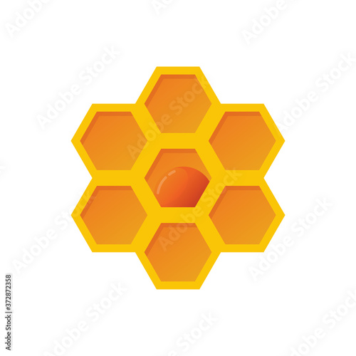 Bee comb logo design. symbol. Honey drop vector.
