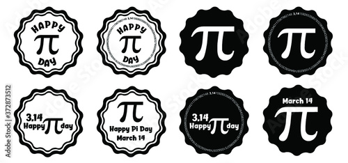 Happy PI day, 14 march, The number π is a mathematical constant ( 3.14 3,14 3/14 ) symbol. Fun vector maths icon or sign banner. Ratios letters formula structure. Archimedes constant irrational number