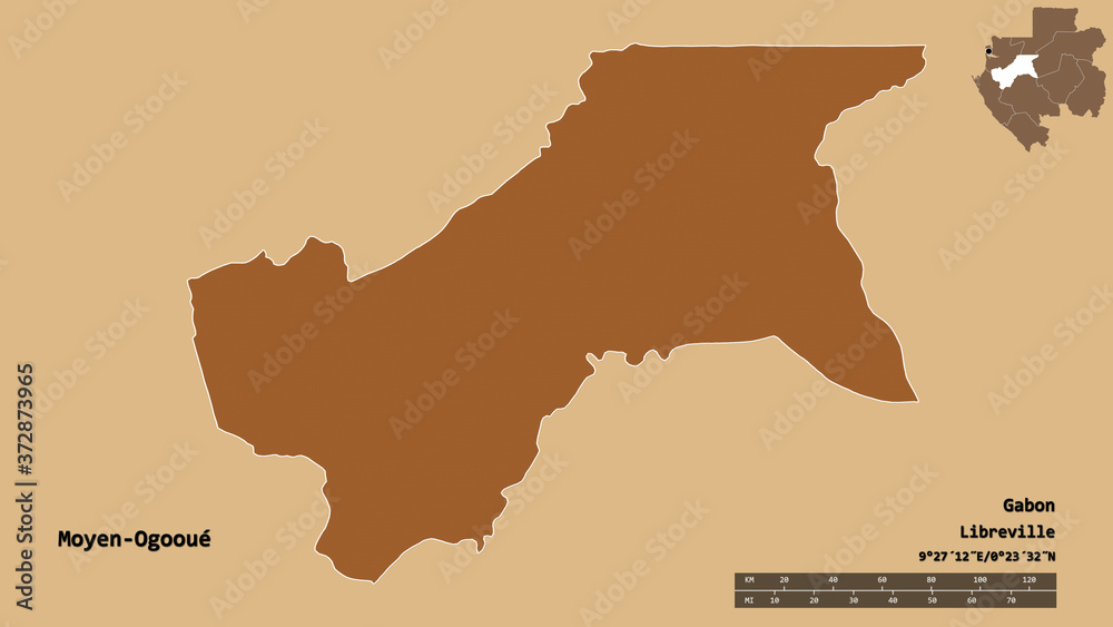 Naklejka premium Moyen-Ogooué, province of Gabon, zoomed. Pattern