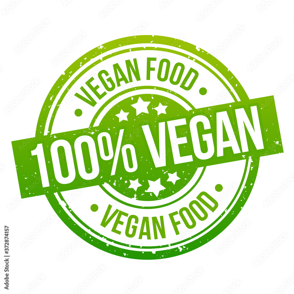 vegan food round green grunge stamp badge.