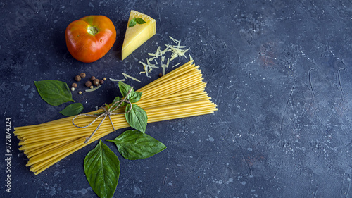 Konstfotografi Fresh ingredients for cocking pasta with Traditiona Italian sauce Pesto