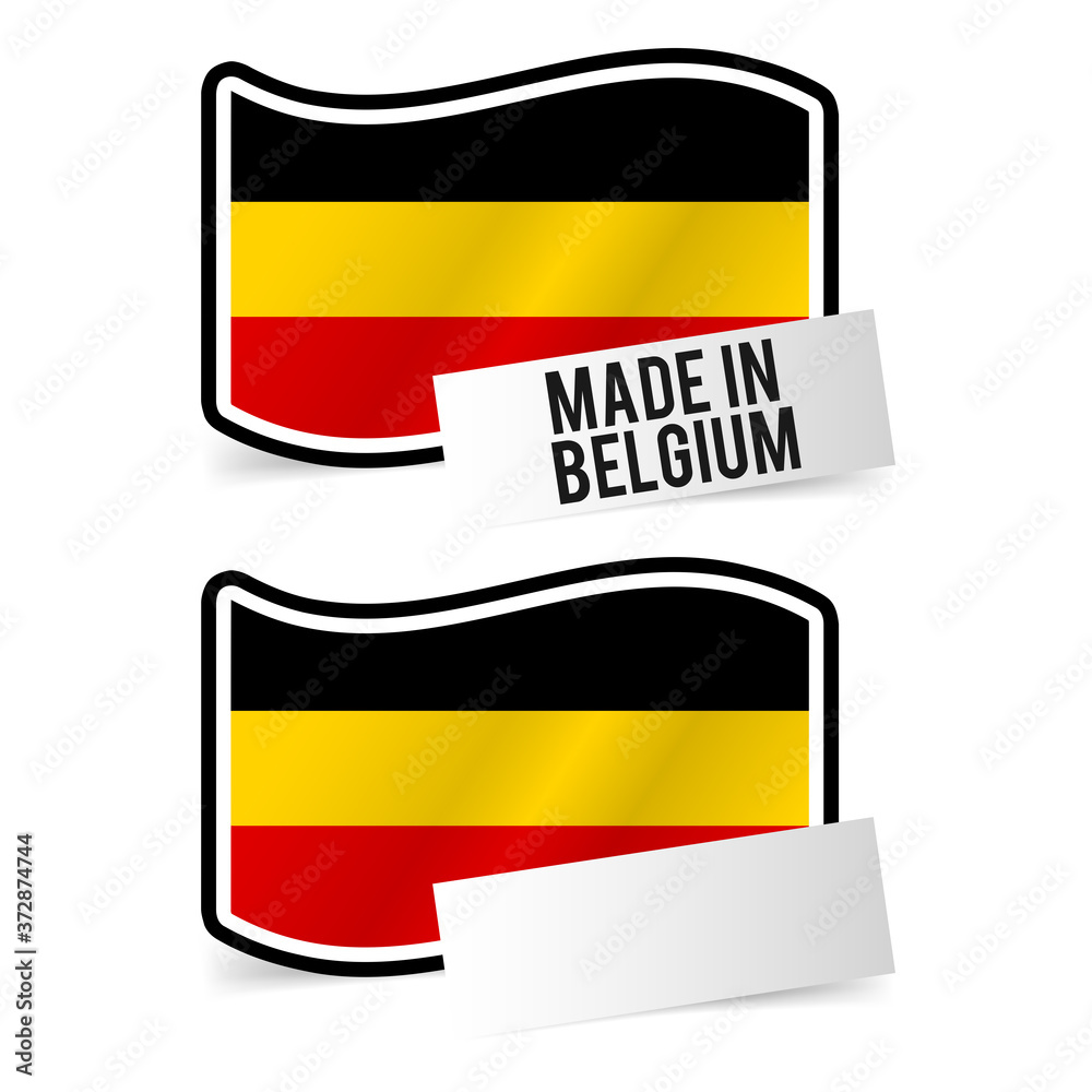 Naklejka premium Made in Belgium Flag and white empty Paper.
