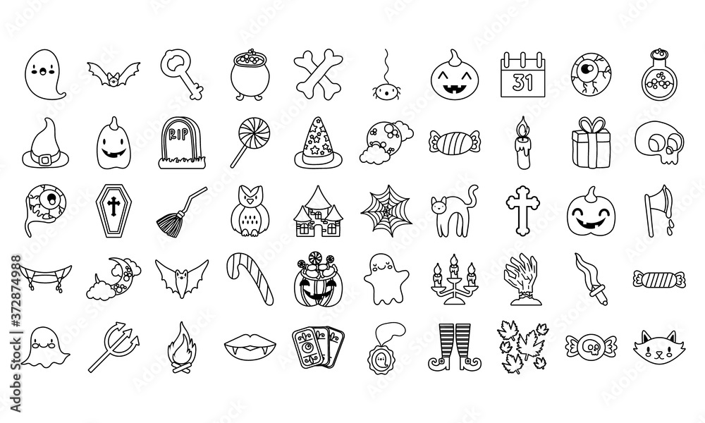 bundle of fifty halloween set icons bundle of fifty halloween set icons