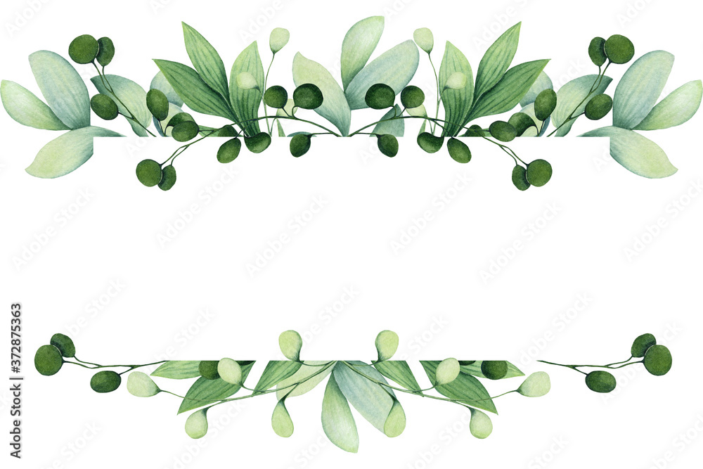 Obraz premium Frame with Watercolor Lush Foliage