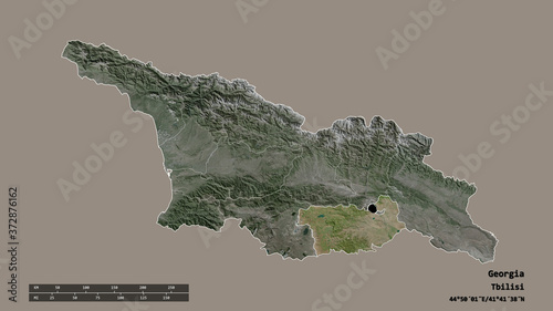 Location of Kvemo Kartli, region of Georgia,. Satellite photo