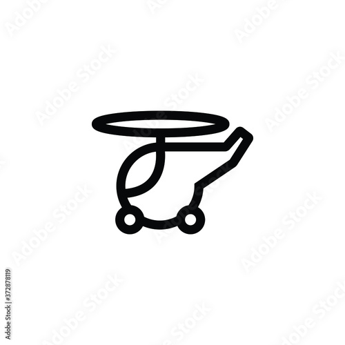 Helicopter thin icon isolated on white background, simple line icon for your work.
