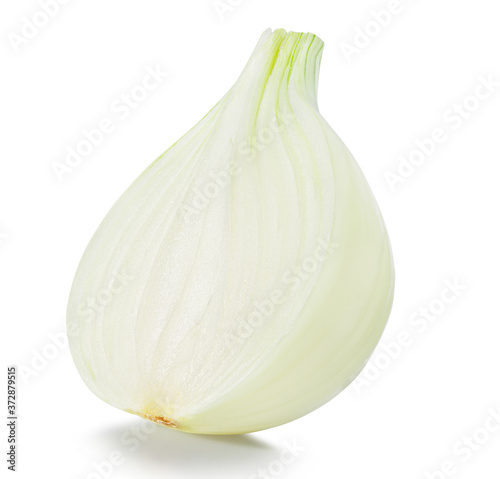 Half of salad onion bulb isolated.