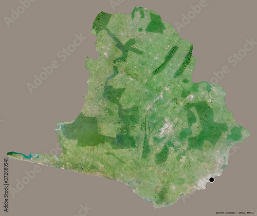 Western, region of Ghana, on solid. Satellite photo