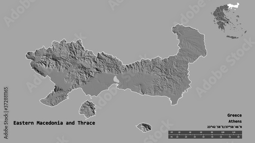 Eastern Macedonia and Thrace, decentralized administration of Greece, zoomed. Bilevel photo