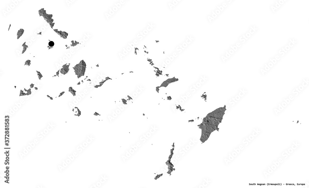 Fototapeta premium South Aegean, decentralized administration of Greece, on white. Bilevel
