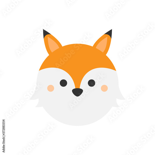 Cute fox round vector icon. Autumn  fall vixen circle animal illustration. Isolated.