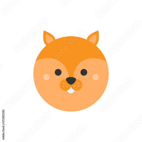 Cute squirrel round vector icon. Autumn, fall orange squirrel circle animal illustration. Isolated.