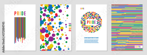 Lgbtq rainbow flag freedom community, pride pattern on white background, colorful cover illustration.