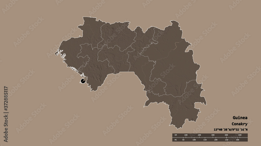 Location of Conakry, region of Guinea,. Administrative
