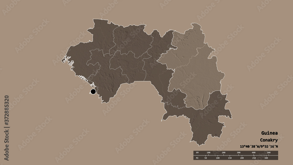 Location of Kankan, region of Guinea,. Administrative