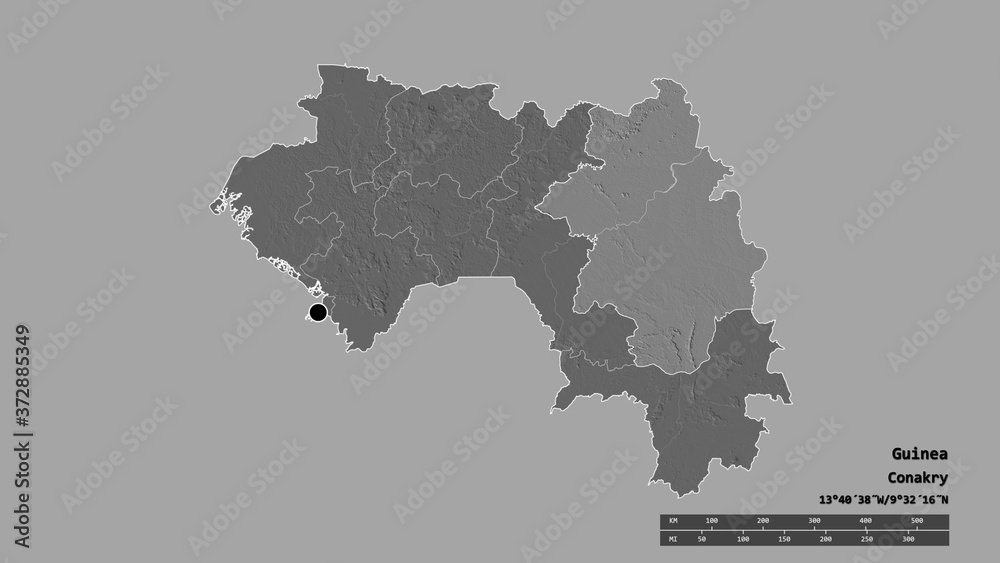 Location of Kankan, region of Guinea,. Bilevel