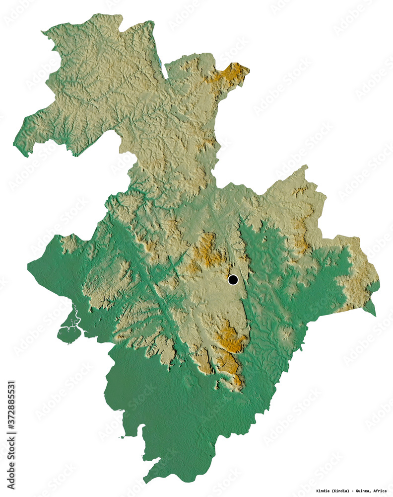 Kindia, region of Guinea, on white. Relief Kindia, region of Guinea, on white. Relief