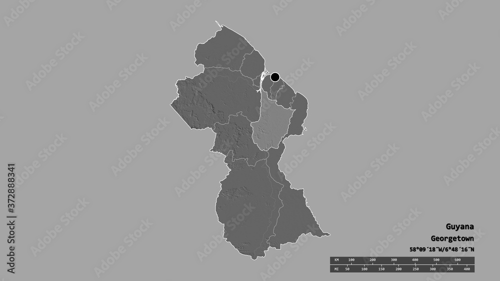 Location of Upper Demerara-Berbice, region of Guyana,. Bilevel