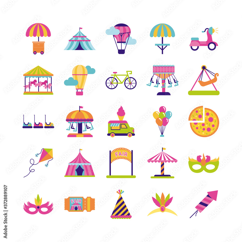 bundle of fair entertainment set icons bundle of fair entertainment set icons