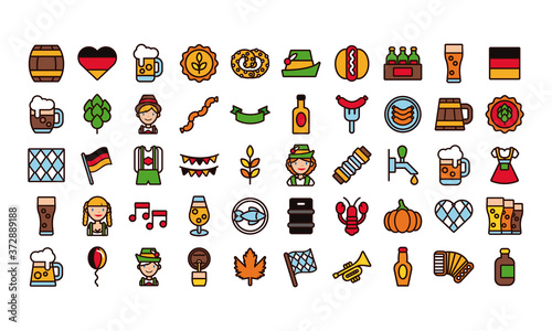 bundle of oktoberfest set fifty icons