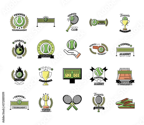 bundle of twenty sport tennis set collection icons