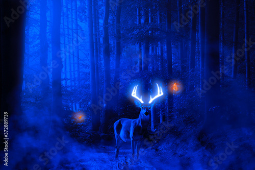 abstract glowing deer horn