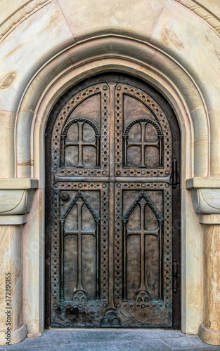 Bronze forged gates of the old monastery