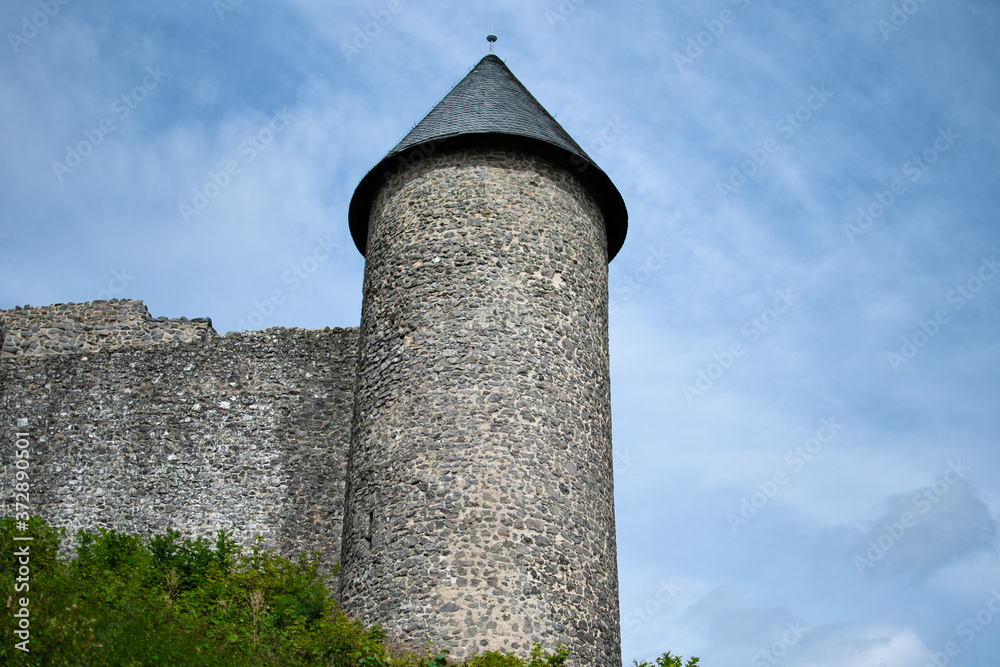 A tower from the Nürburg in the Eifel with a great sky