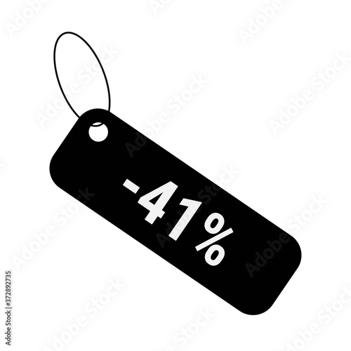 Minus 41 forty one percent discount sale label tag. Flat coupon sticker icon.