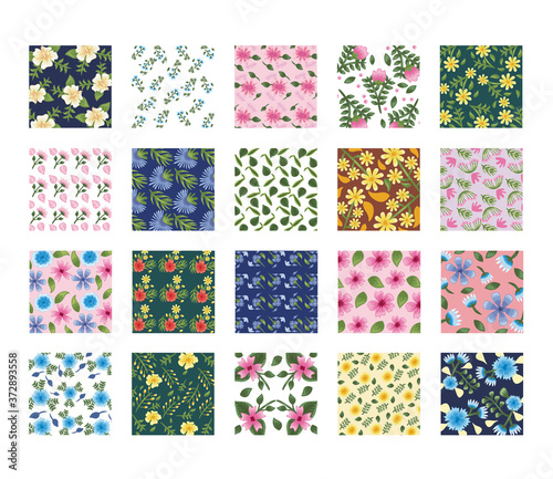 bundle of twenty Flowers patterns backgrounds