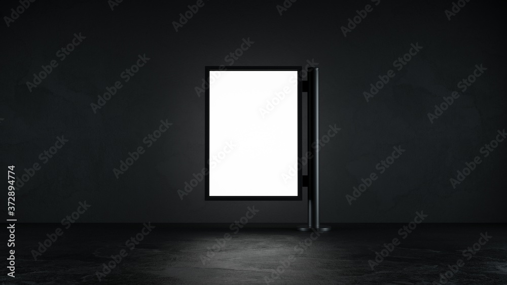 Advertising billboard with dark background.
Advertising billboard with dark background.