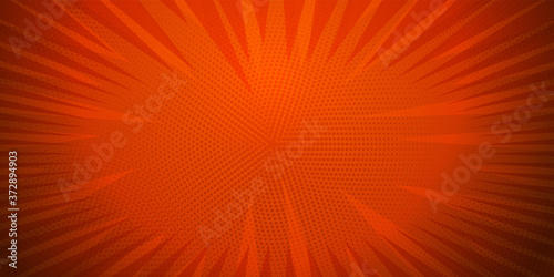 Orange color, Comic book pop art strip radial backdrop