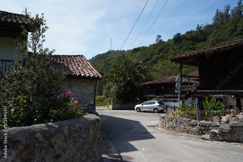 Asturias. Bueño, the beautiful villlage of Horreos in Oviedo, Asturias. Spain Asturias. Bueño, the beautiful villlage of Horreos in Oviedo, Asturias. Spain