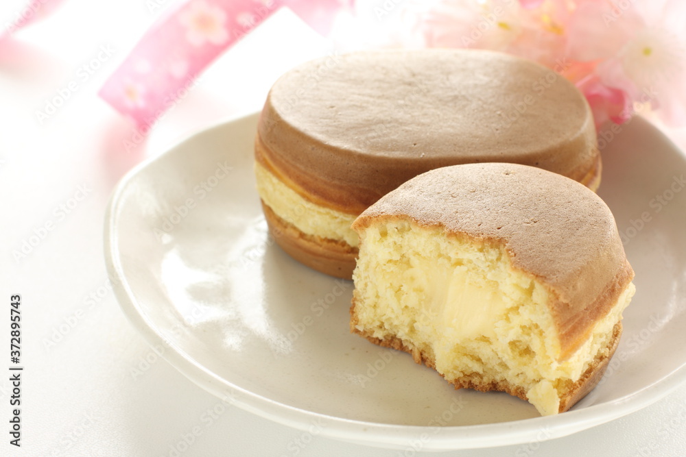 Japanese food, cheese filling in pan cake 