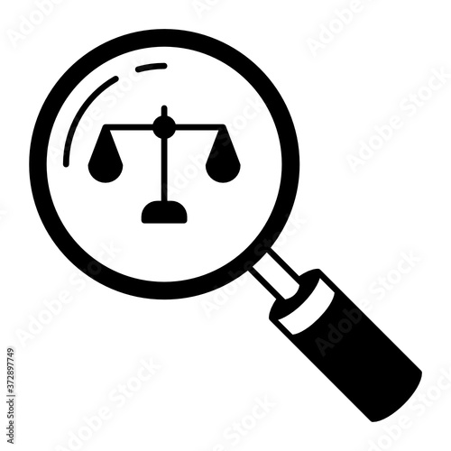 Court Magnifier Law And Judgement concept vector icon design, Lawyer and Legal system Symbol on white background 