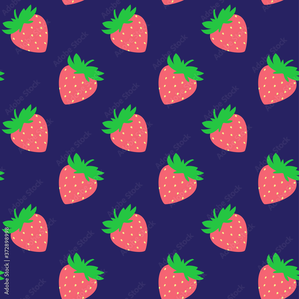 Seamless pattern with red strawberries on dark board. Tasty berry, sweet food illustration. Summer theme. Beautiful print for textile, greeting cards, wrapping paper, decor and design. Jpg file Seamless pattern with red strawberries on dark board. Tasty berry, sweet food illustration. Summer theme. Beautiful print for textile, greeting cards, wrapping paper, decor and design. Jpg file