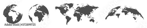 Earth globe. Earth map. World map. Planet. Vector illustration