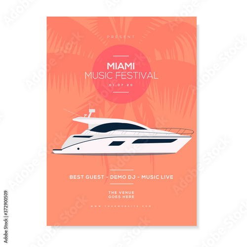 Yacht. Poster. illustration. Vector. Party
