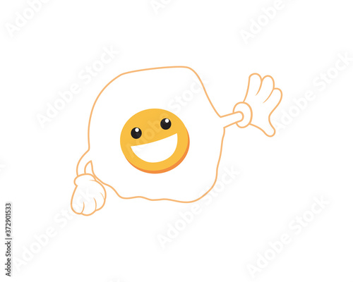 Smiling Fried Egg Character