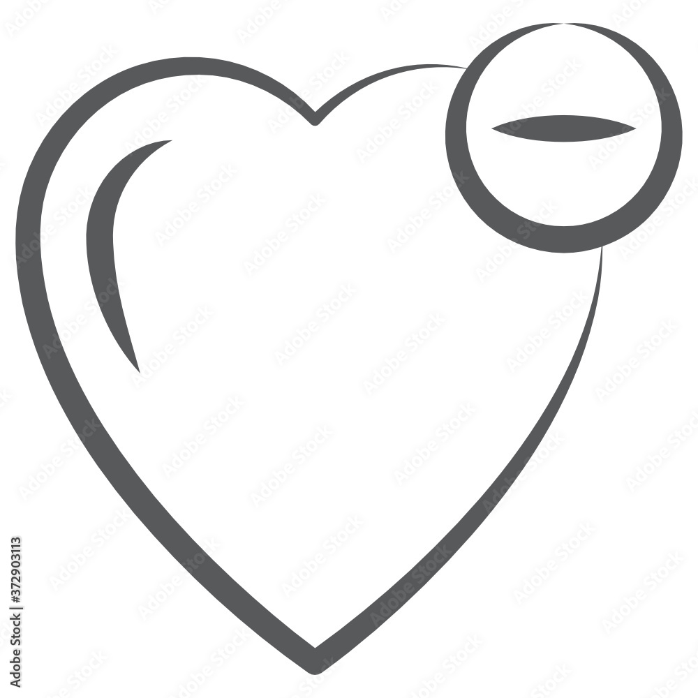 Heart with minus sign, doodle line icon of block lover
Heart with minus sign, doodle line icon of block lover