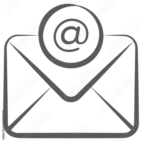 
Online correspondence, doodle line icon of email 
