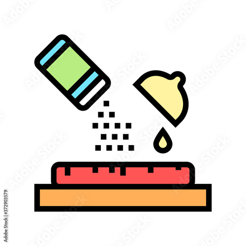 spice and lemon juice on meal color icon vector. spice and lemon juice on meal sign. isolated symbol illustration
