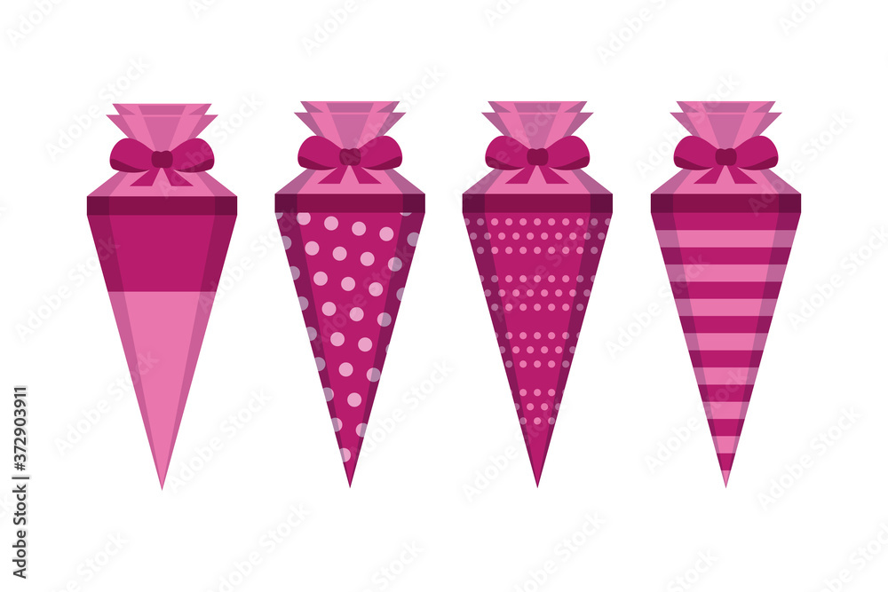 pink pattern school cone set isolated on white vector illustration EPS10 pink pattern school cone set isolated on white vector illustration EPS10