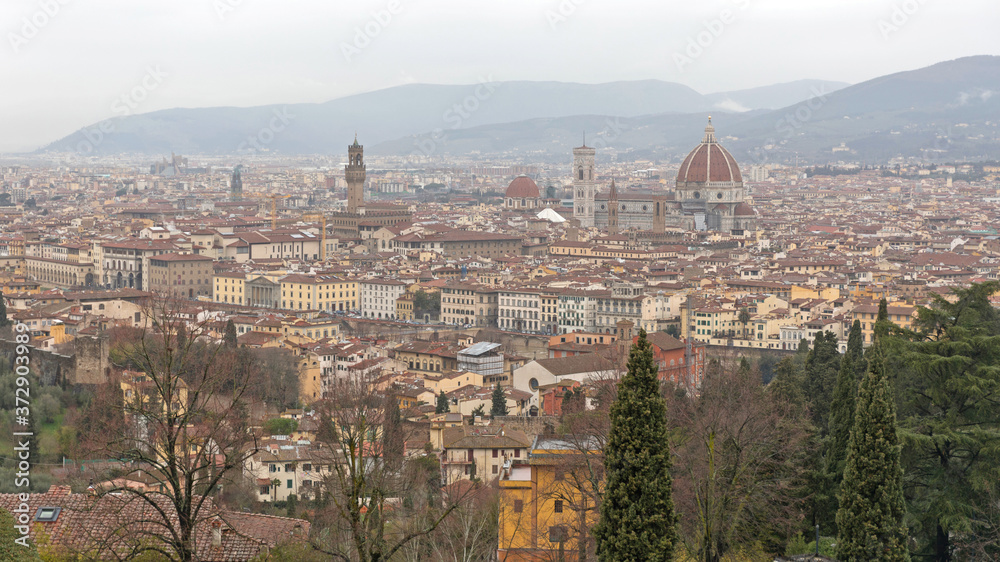 Florence Tuscany at Rainy Winter Day