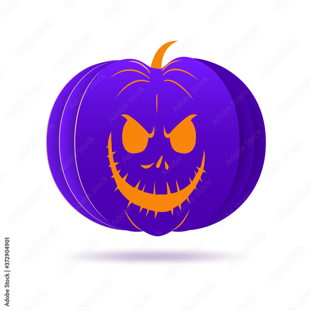 Naklejka premium halloween pumpkin with paper cut style on white background. vector illustration