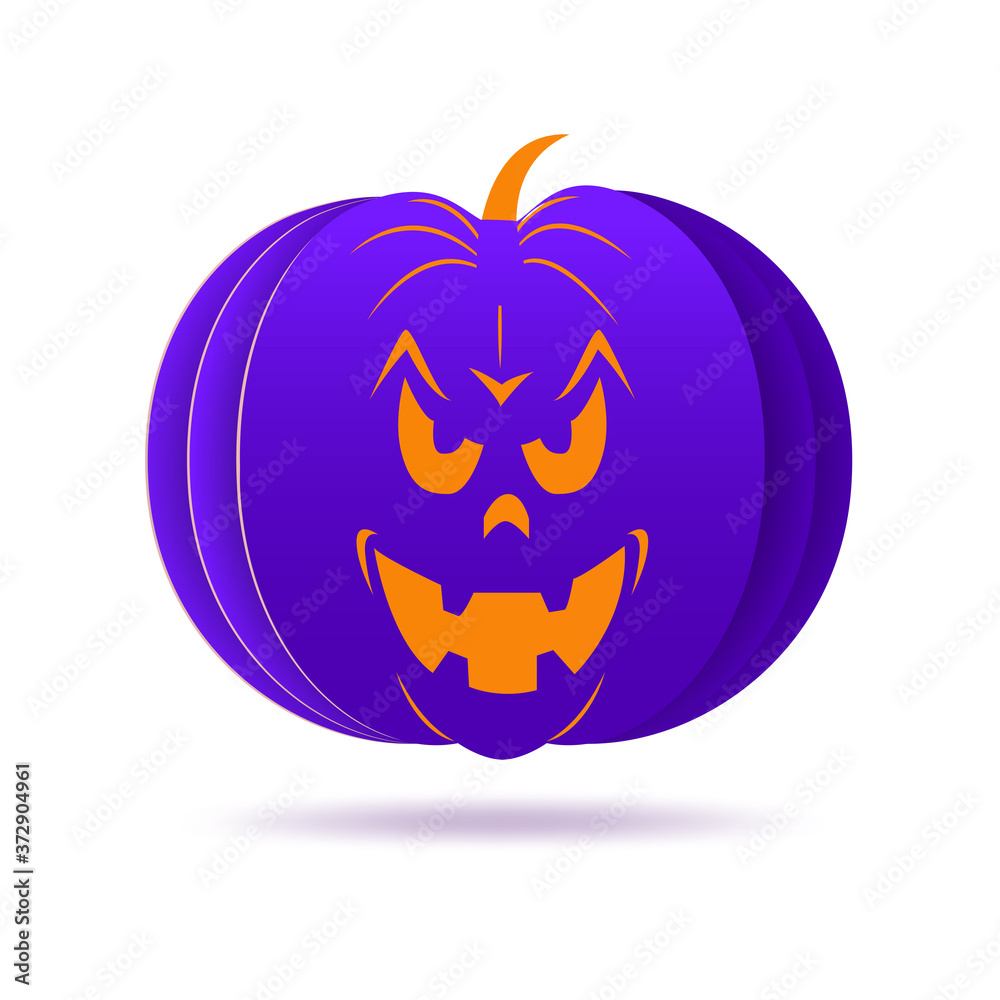 Fototapeta premium halloween pumpkin with paper cut style on white background. vector illustration