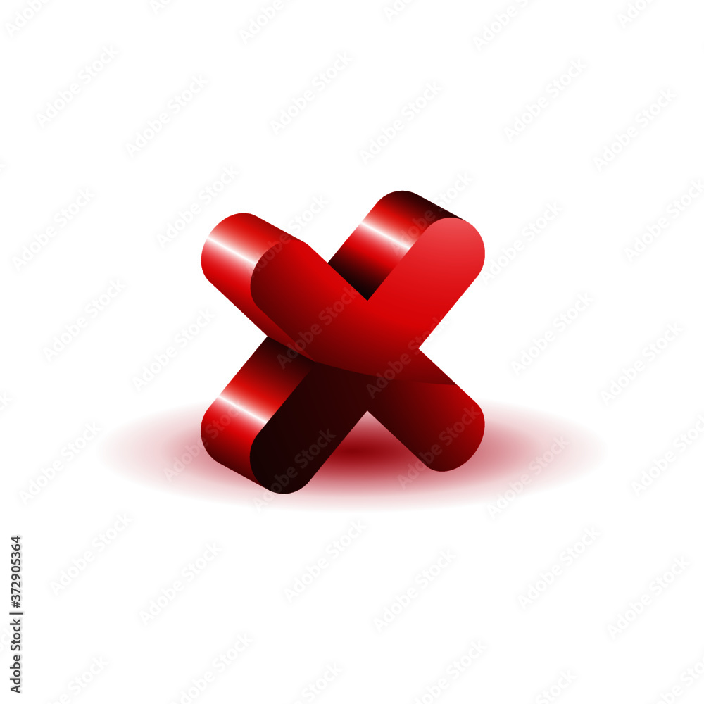 Fototapeta premium 3d red cross mark vector illustration isolate