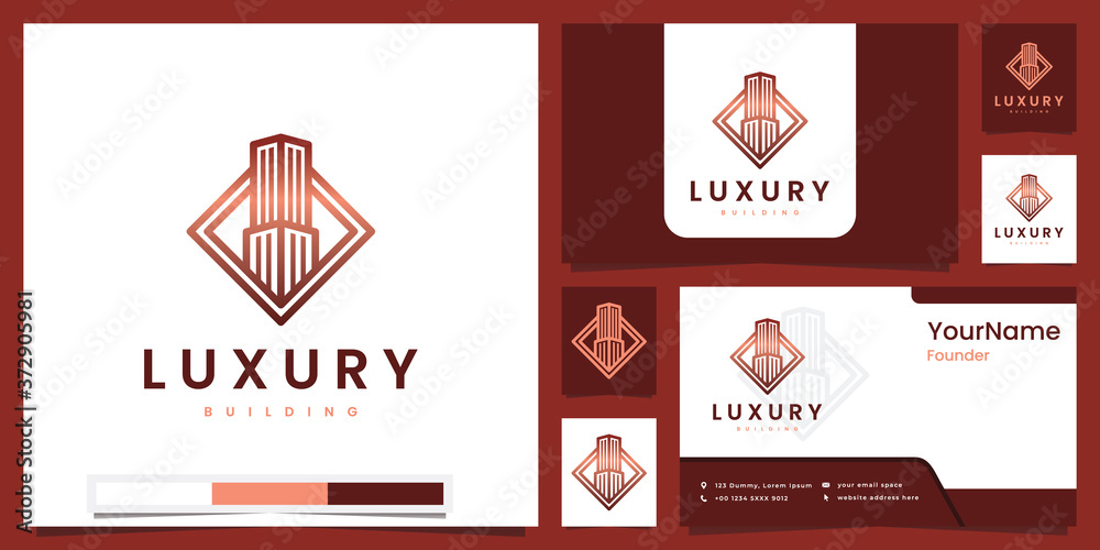 Fototapeta premium luxury building line art version logo design inspiration