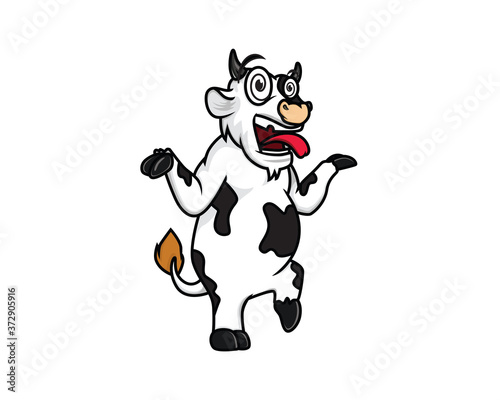 Crazy Cow Mascot Illustration